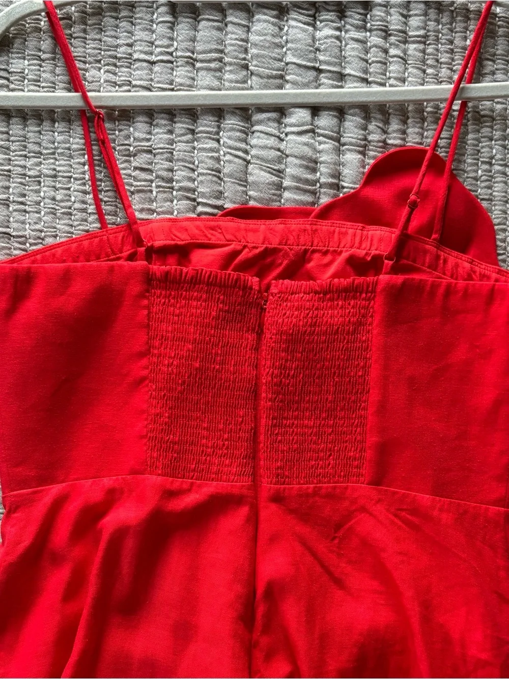 NWT - FARM Rio Garden Appliqué Linen Blend Midi Dress Red - Size: Medium - Picture 9 of 11